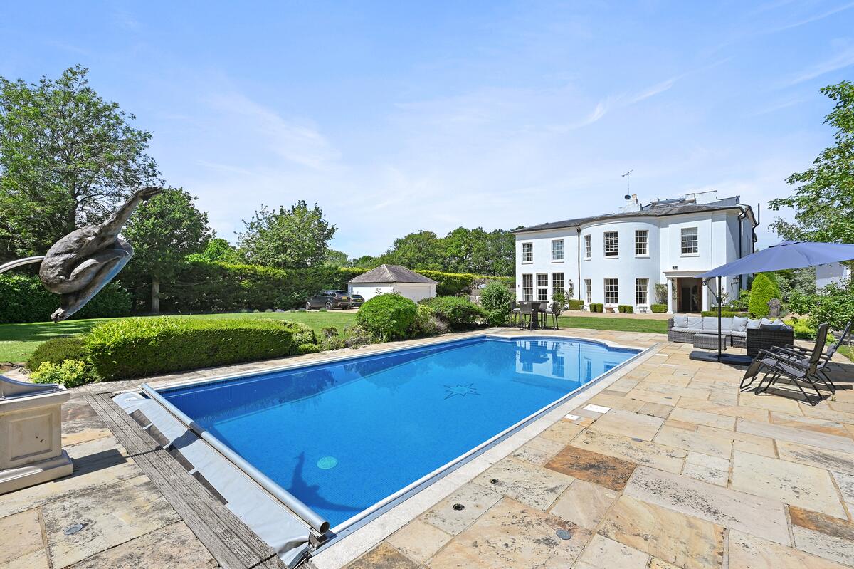 The pool and terrace, with the house beyond